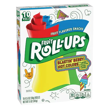 Fruit Roll-Ups Blastin' Berry Hot Colors flavor, front of pack