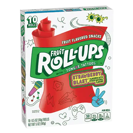 Fruit Roll-Ups Strawberry Blast flavor, front of pack